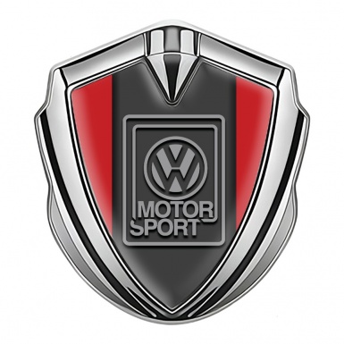 VW Metal Emblem Self Adhesive Silver Red Print Grey Motorsport Logo