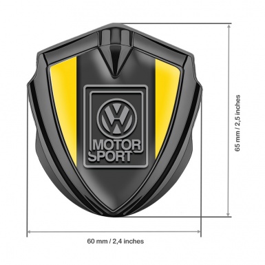 VW Fender Emblem Badge Graphite Yellow Print Grey Motorsport Logo