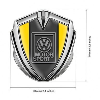 VW Fender Emblem Badge Silver Yellow Print Grey Motorsport Logo