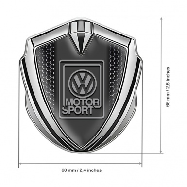 VW Emblem Self Adhesive Silver Dark Mesh Grey Motorsport Logo