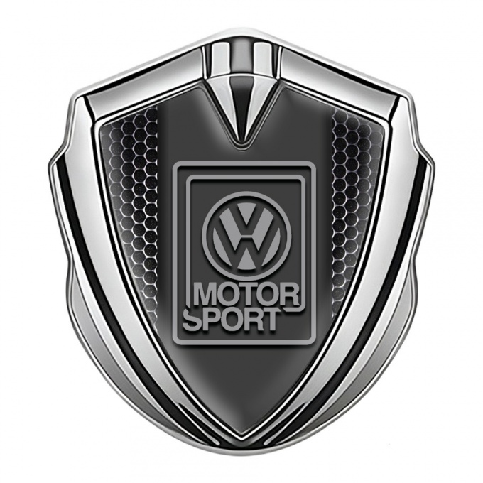 VW Emblem Self Adhesive Silver Dark Mesh Grey Motorsport Logo