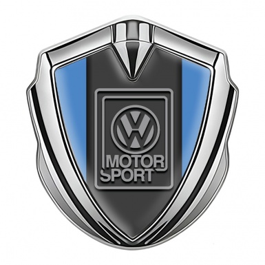 VW Metal Emblem Badge Silver Glacial Blue Grey Motorsport Logo