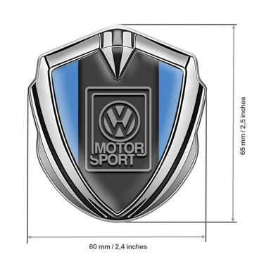 VW Metal Emblem Badge Silver Glacial Blue Grey Motorsport Logo