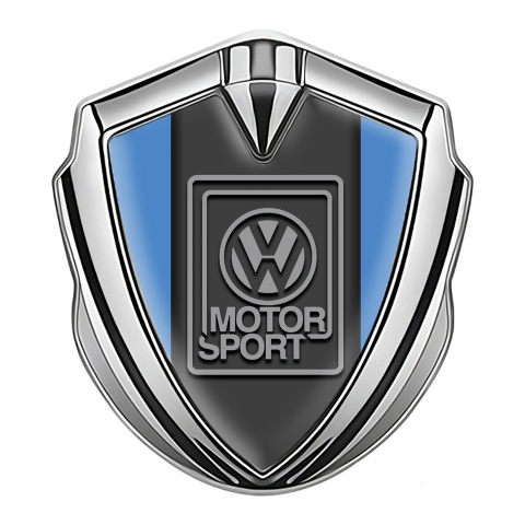 VW Metal Emblem Badge Silver Glacial Blue Grey Motorsport Logo