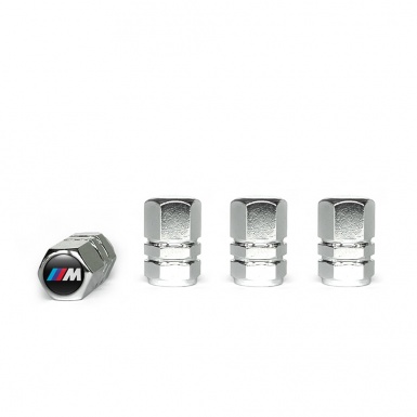 BMW M Power Tyre Valve Caps Chrome 4 pcs Classic Logo