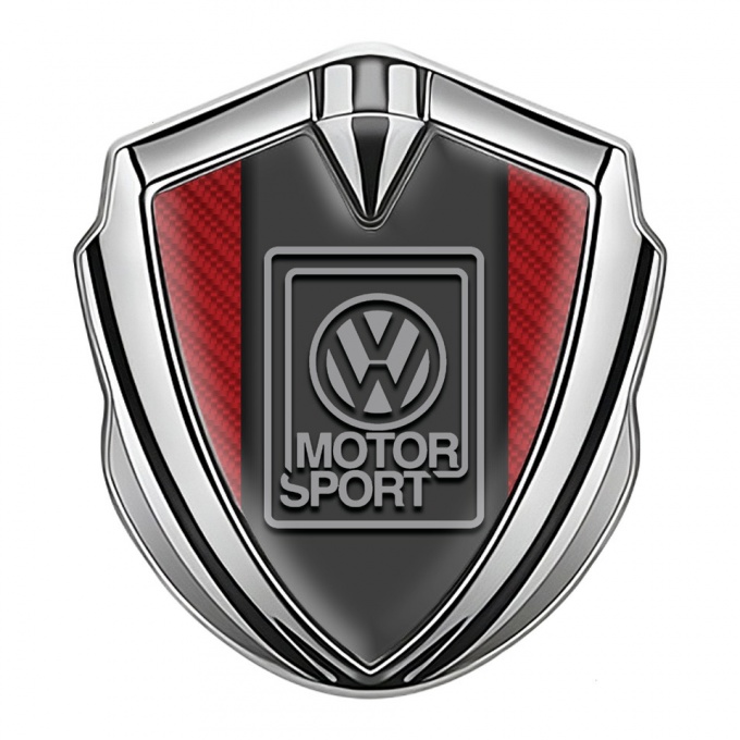 VW Emblem Metal Badge Silver Red Carbon Grey Motorsport Edition