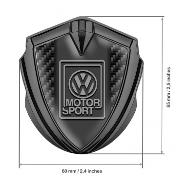 VW 3d Emblem Badge Graphite Black Carbon Grey Motorsport Edition