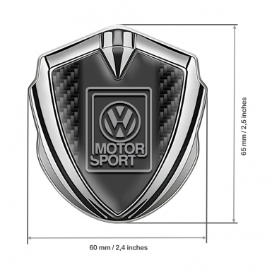 VW 3d Emblem Badge Silver Black Carbon Grey Motorsport Edition