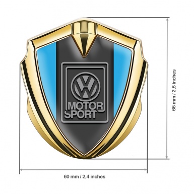 VW Silicon Emblem Gold Sky Blue Frame Grey Motorsport Design