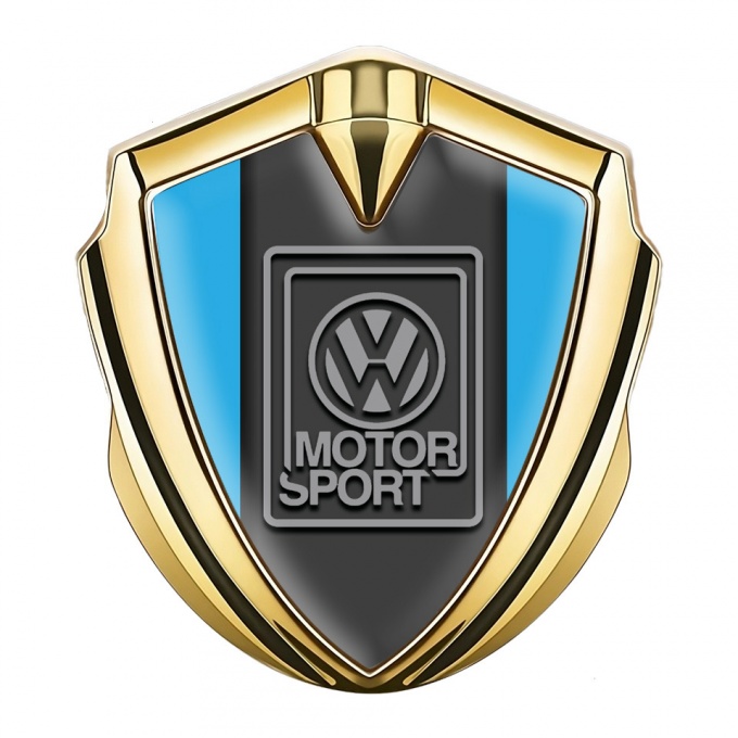 VW Silicon Emblem Gold Sky Blue Frame Grey Motorsport Design