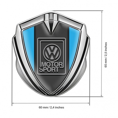 VW Silicon Emblem Silver Sky Blue Frame Grey Motorsport Design