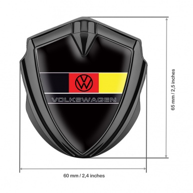 VW Emblem Car Badge Graphite Black Base German Flag Edition