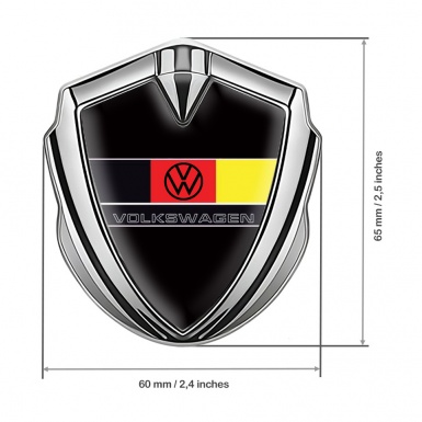 VW Emblem Car Badge Silver Black Base German Flag Edition