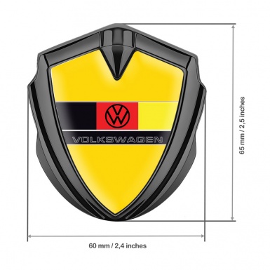 VW Badge Self Adhesive Graphite Yellow Fill German Tricolor Edition