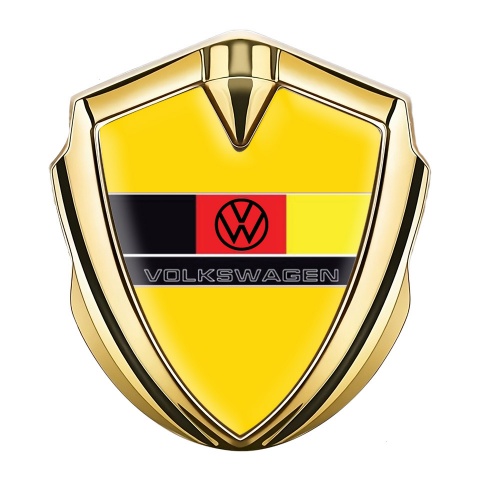 VW Badge Self Adhesive Gold Yellow Fill German Tricolor Edition