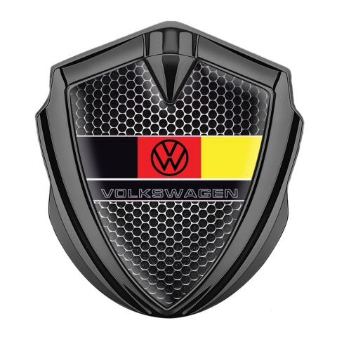 VW Emblem Fender Badge Graphite Dark Grate German Flag Design