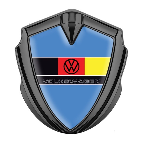 VW Emblem Badge Self Adhesive Graphite Blue Print German Flag Edition