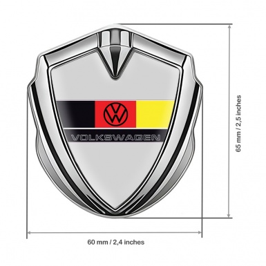 VW Metal Emblem Self Adhesive Silver Grey Print German Tricolor Design