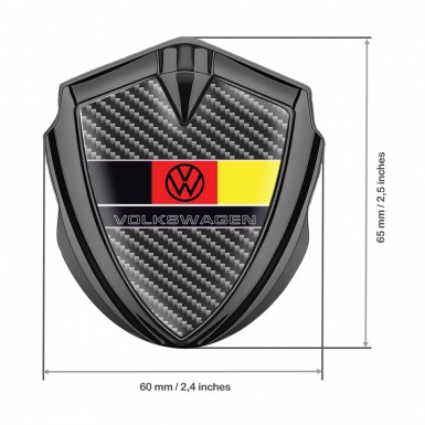 VW Fender Emblem Badge Graphite Dark Carbon German Tricolor Design