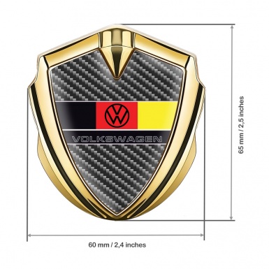 VW Fender Emblem Badge Gold Dark Carbon German Tricolor Design