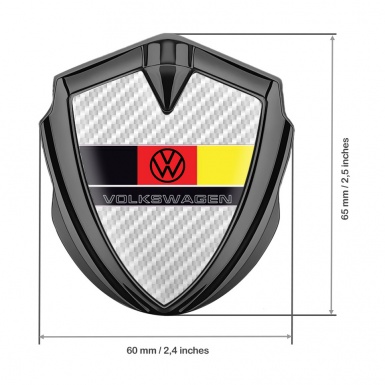 VW Emblem Trunk Badge Graphite White Carbon German Tricolor Edition