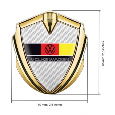 VW Emblem Trunk Badge Gold White Carbon German Tricolor Edition