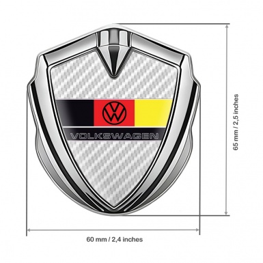 VW Emblem Trunk Badge Silver White Carbon German Tricolor Edition