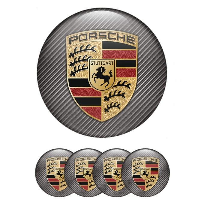 Porsche Emblems for Wheel Center Caps Carbon Edition