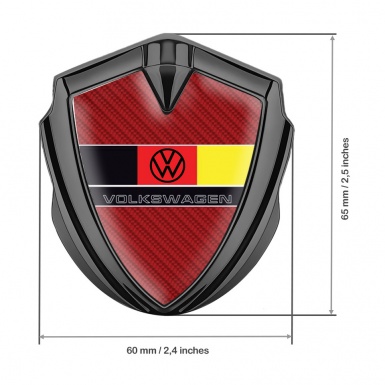 VW Emblem Self Adhesive Graphite Red Carbon German Tricolor Edition