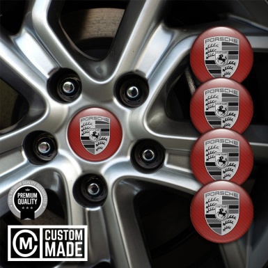 Porsche Silicone Emblems for Wheel Center Caps Red Carbon Edition