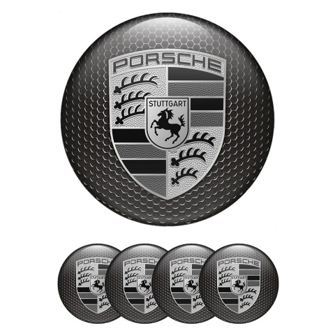 Porsche Wheel Emblems for Center Caps Monochrome Edition