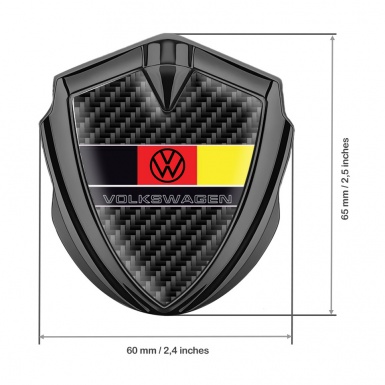 VW Metal Emblem Badge Graphite Black Carbon German Tricolor Edition