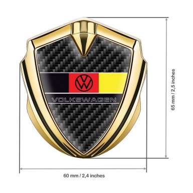 VW Metal Emblem Badge Gold Black Carbon German Tricolor Edition