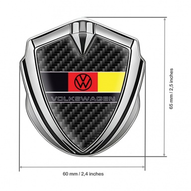 VW Metal Emblem Badge Silver Black Carbon German Tricolor Edition