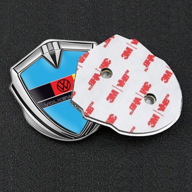 VW Domed Emblem Badge Silver Blue Base German Tricolor Edition