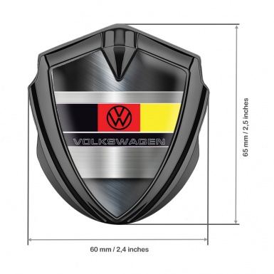 VW Emblem Ornament Graphite Blushed Aluminum German Flag Design