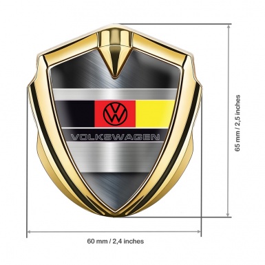 VW Emblem Ornament Gold Blushed Aluminum German Flag Design