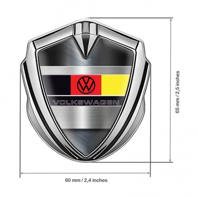 VW Emblem Ornament Silver Blushed Aluminum German Flag Design