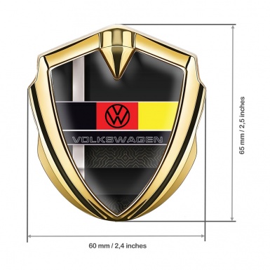 VW Bodyside Domed Emblem Gold Sport Stripe German Flag Edition