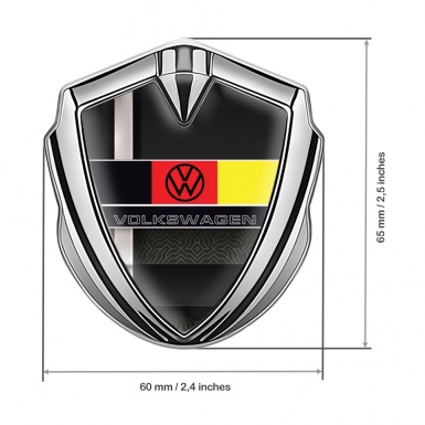 VW Bodyside Domed Emblem Silver Sport Stripe German Flag Edition