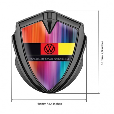 VW 3d Emblem Badge Graphite Color Gradient German Tricolor Edition