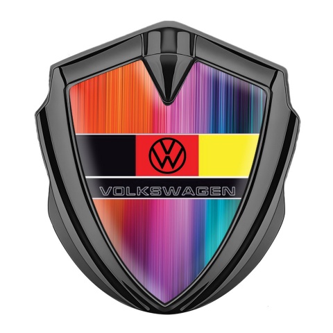 VW 3d Emblem Badge Graphite Color Gradient German Tricolor Edition