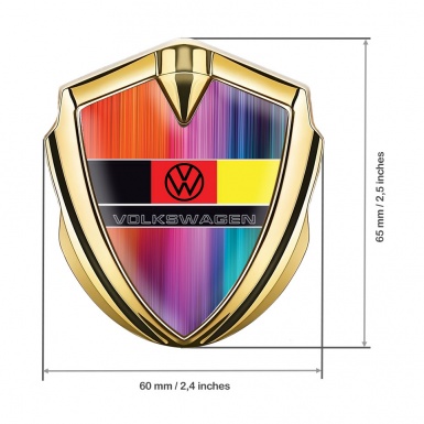 VW 3d Emblem Badge Gold Color Gradient German Tricolor Edition