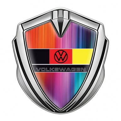 VW 3d Emblem Badge Silver Color Gradient German Tricolor Edition