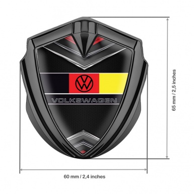 VW Silicon Emblem Graphite Chrome Elements German Tricolor Edition
