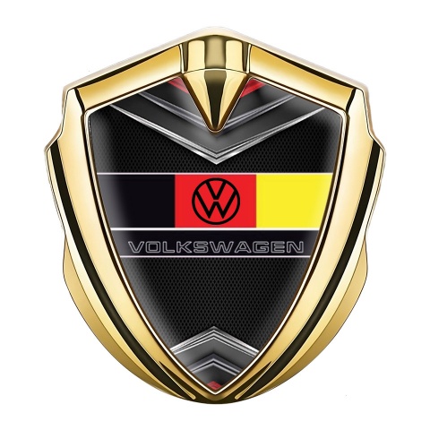 VW Silicon Emblem Gold Chrome Elements German Tricolor Edition