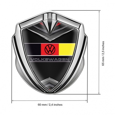 VW Silicon Emblem Silver Chrome Elements German Tricolor Edition