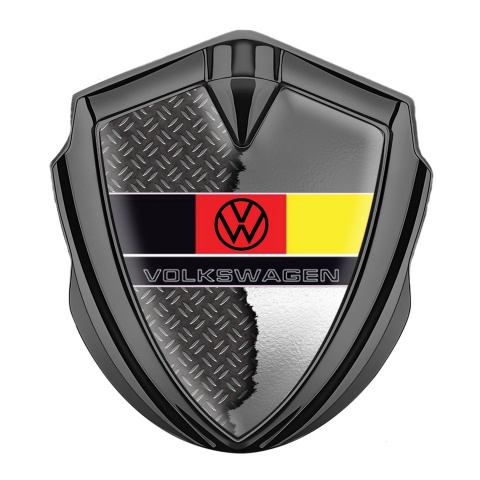 VW Metal Domed Emblem Graphite Torn Steel German Tricolor Edition