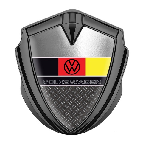 VW Badge Self Adhesive Graphite Dark Treadplate German Flag Design