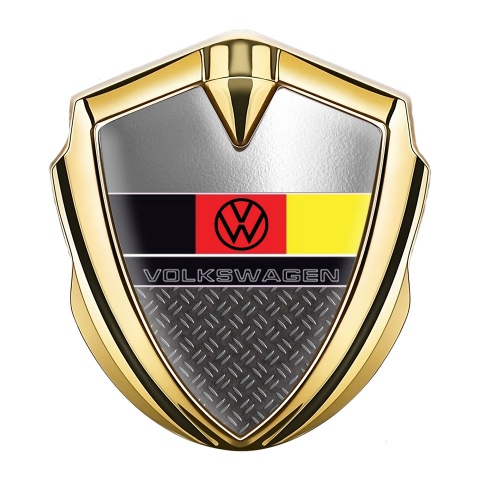 VW Badge Self Adhesive Gold Dark Treadplate German Flag Design